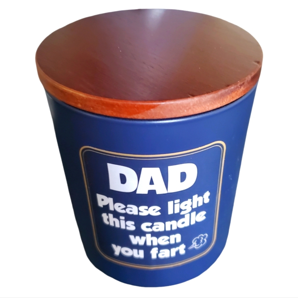 Unique 8oz Cedar Aroma Candle Gag Gift for Dad with funny fart saying‎ on front